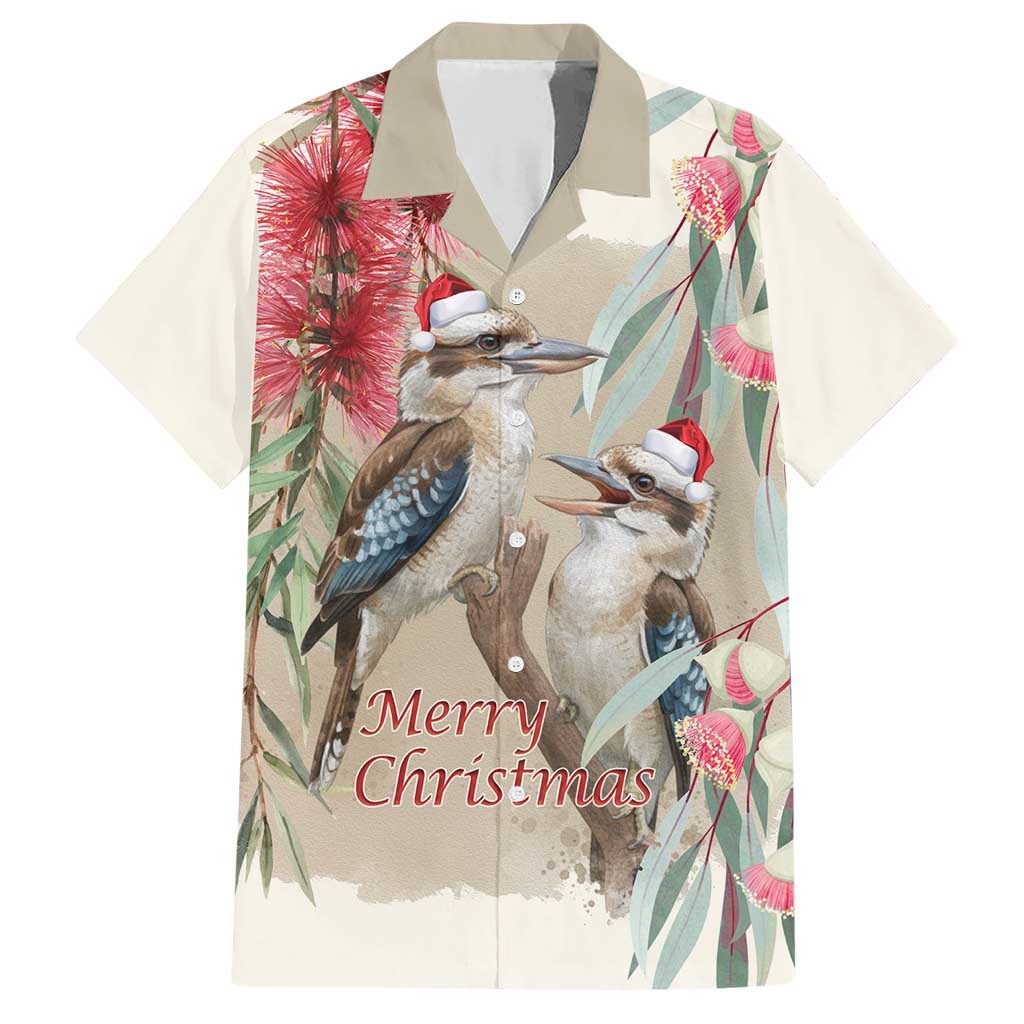 Australia Kookaburra Christmas Family Matching Short Sleeve Bodycon Dress and Hawaiian Shirt Bottlebrush Eucalyptus Blossoms Watercolor - Aussie Hoodie