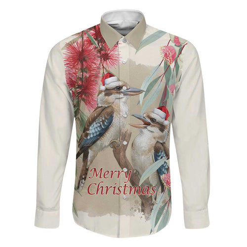 Australia Kookaburra Christmas Family Matching Short Sleeve Bodycon Dress and Hawaiian Shirt Bottlebrush Eucalyptus Blossoms Watercolor - Aussie Hoodie
