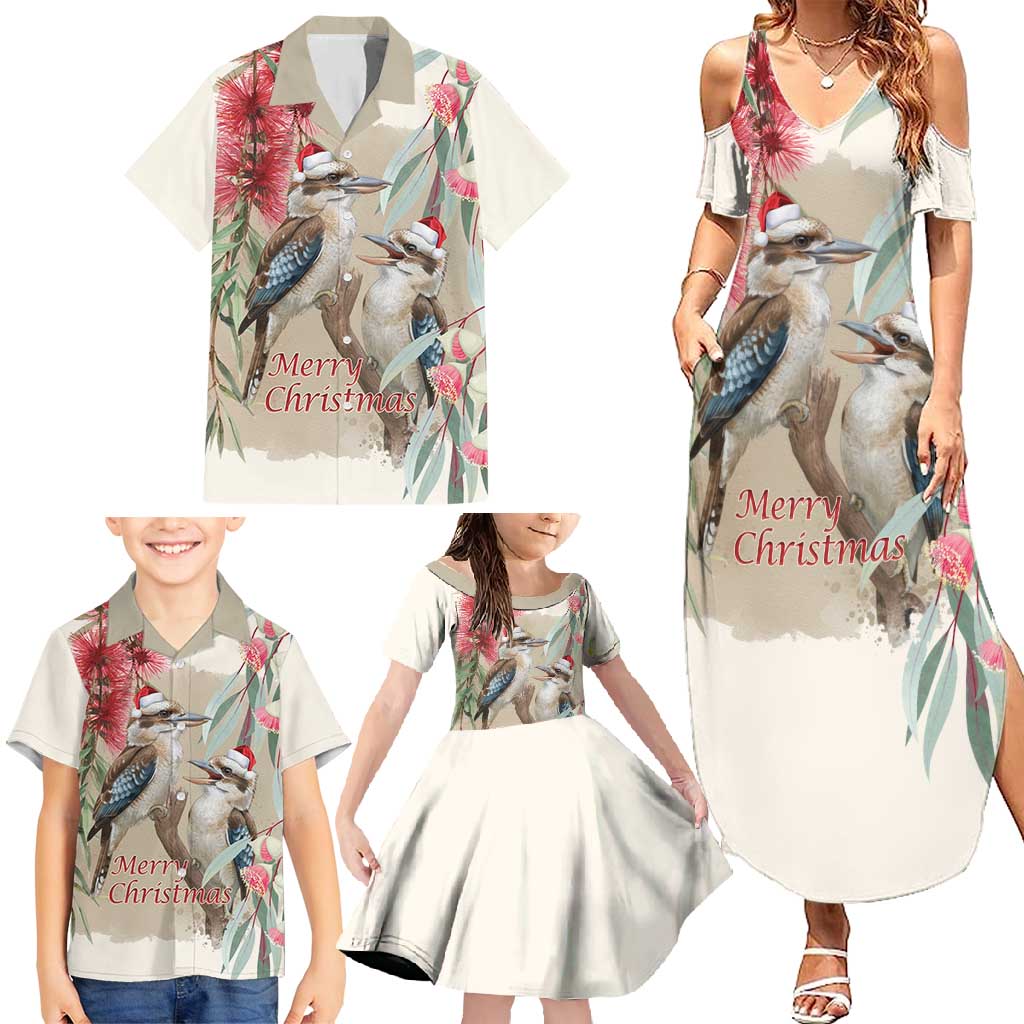 Australia Kookaburra Christmas Family Matching Summer Maxi Dress and Hawaiian Shirt Bottlebrush Eucalyptus Blossoms Watercolor - Aussie Hoodie