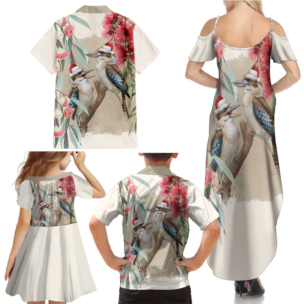 Australia Kookaburra Christmas Family Matching Summer Maxi Dress and Hawaiian Shirt Bottlebrush Eucalyptus Blossoms Watercolor - Aussie Hoodie