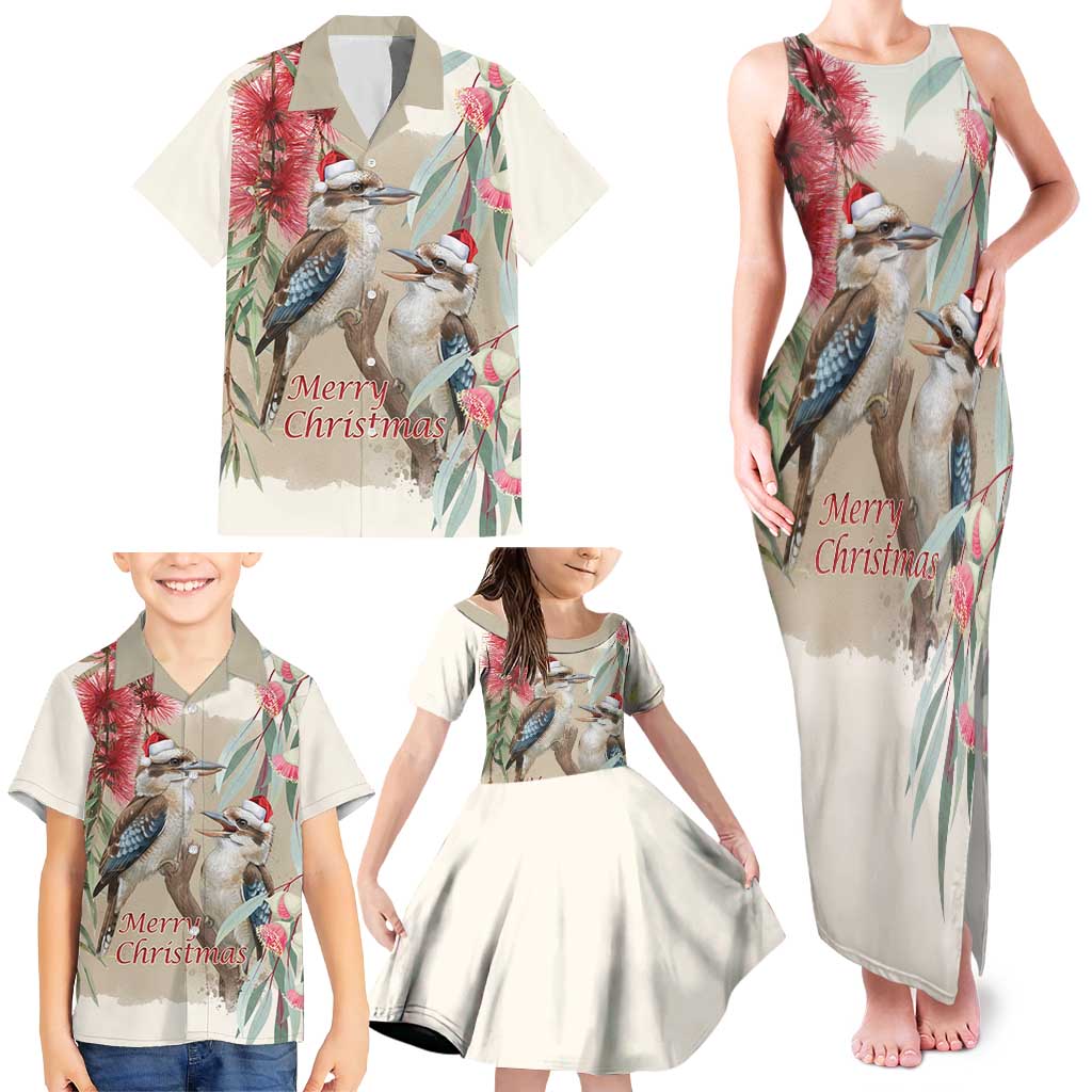 Australia Kookaburra Christmas Family Matching Tank Maxi Dress and Hawaiian Shirt Bottlebrush Eucalyptus Blossoms Watercolor - Aussie Hoodie
