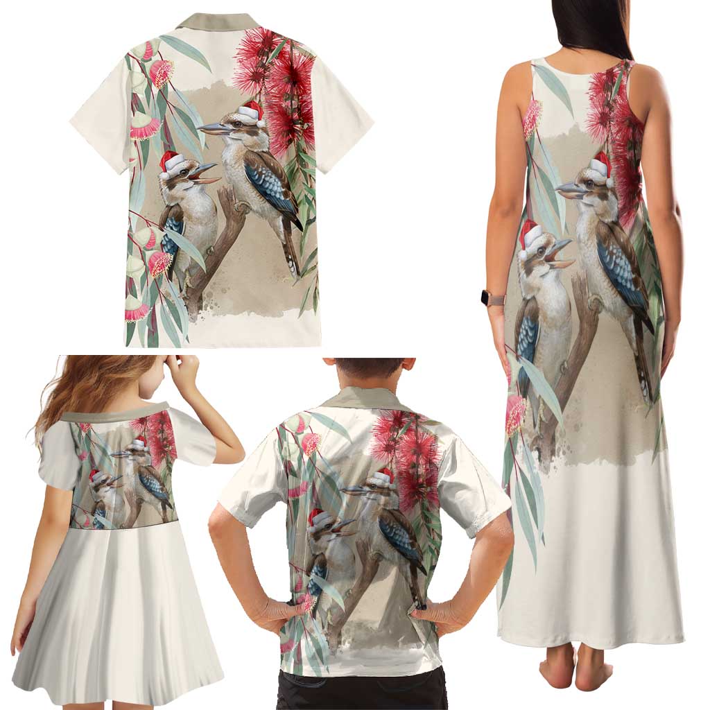 Australia Kookaburra Christmas Family Matching Tank Maxi Dress and Hawaiian Shirt Bottlebrush Eucalyptus Blossoms Watercolor - Aussie Hoodie