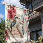 Australia Kookaburra Christmas Garden Flag Bottlebrush Eucalyptus Blossoms Watercolor - Aussie Hoodie