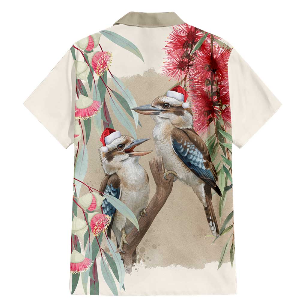 Australia Kookaburra Christmas Hawaiian Shirt Bottlebrush Eucalyptus Blossoms Watercolor - Aussie Hoodie