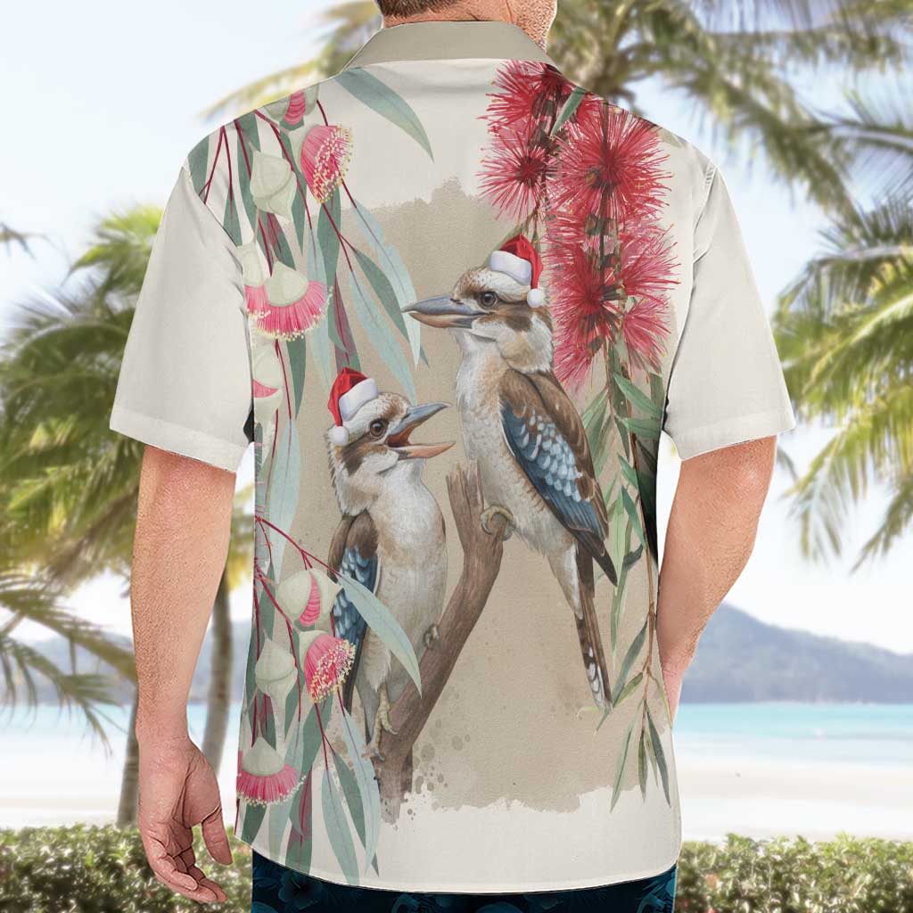 Australia Kookaburra Christmas Hawaiian Shirt Bottlebrush Eucalyptus Blossoms Watercolor - Aussie Hoodie