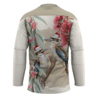 Australia Kookaburra Christmas Hockey Jersey Bottlebrush Eucalyptus Blossoms Watercolor - Aussie Hoodie