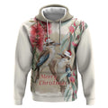 Australia Kookaburra Christmas Hoodie Bottlebrush Eucalyptus Blossoms Watercolor - Aussie Hoodie