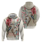 Australia Kookaburra Christmas Hoodie Bottlebrush Eucalyptus Blossoms Watercolor - Aussie Hoodie