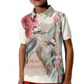 Australia Kookaburra Christmas Kid Polo Shirt Bottlebrush Eucalyptus Blossoms Watercolor - Aussie Hoodie
