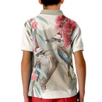 Australia Kookaburra Christmas Kid Polo Shirt Bottlebrush Eucalyptus Blossoms Watercolor - Aussie Hoodie