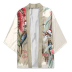 Australia Kookaburra Christmas Kimono Bottlebrush Eucalyptus Blossoms Watercolor - Aussie Hoodie