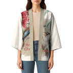 Australia Kookaburra Christmas Kimono Bottlebrush Eucalyptus Blossoms Watercolor - Aussie Hoodie