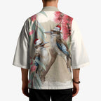 Australia Kookaburra Christmas Kimono Bottlebrush Eucalyptus Blossoms Watercolor - Aussie Hoodie