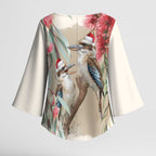 Australia Kookaburra Christmas Kimono Sleeve Blouse Bottlebrush Eucalyptus Blossoms Watercolor - Aussie Hoodie
