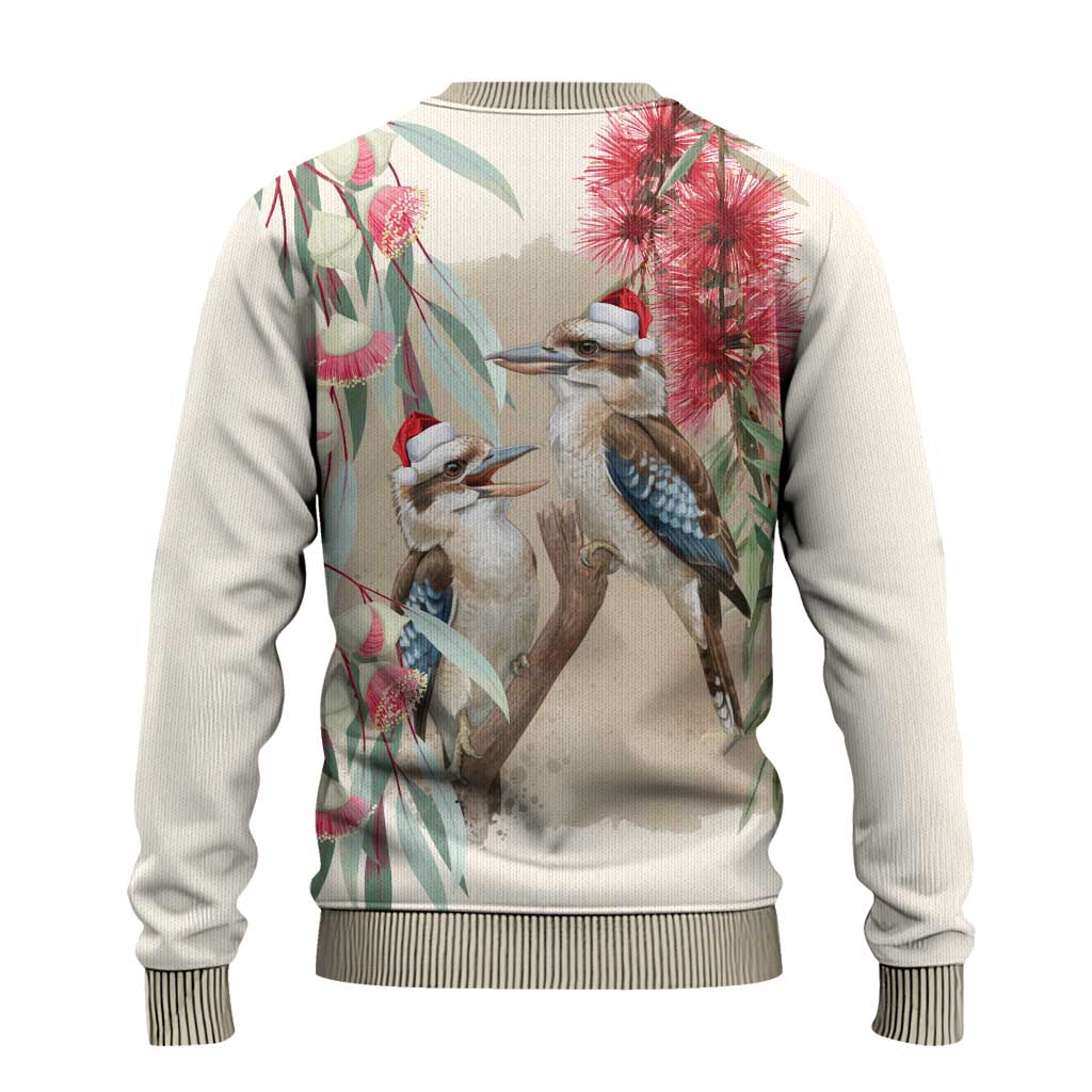 Australia Kookaburra Christmas Ugly Christmas Sweater Bottlebrush Eucalyptus Blossoms Watercolor - Aussie Hoodie