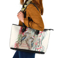 Australia Kookaburra Christmas Leather Tote Bag Bottlebrush Eucalyptus Blossoms Watercolor - Aussie Hoodie