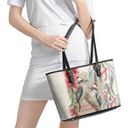 Australia Kookaburra Christmas Leather Tote Bag Bottlebrush Eucalyptus Blossoms Watercolor - Aussie Hoodie