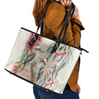 Australia Kookaburra Christmas Leather Tote Bag Bottlebrush Eucalyptus Blossoms Watercolor - Aussie Hoodie
