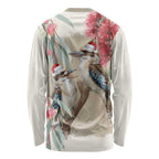 Australia Kookaburra Christmas Long Sleeve Shirt Bottlebrush Eucalyptus Blossoms Watercolor - Aussie Hoodie
