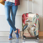 Australia Kookaburra Christmas Luggage Cover Bottlebrush Eucalyptus Blossoms Watercolor - Aussie Hoodie