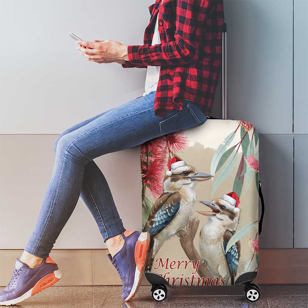 Australia Kookaburra Christmas Luggage Cover Bottlebrush Eucalyptus Blossoms Watercolor - Aussie Hoodie
