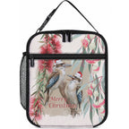Australia Kookaburra Christmas Lunch Bag Bottlebrush Eucalyptus Blossoms Watercolor