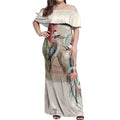 Australia Kookaburra Christmas Off Shoulder Maxi Dress Bottlebrush Eucalyptus Blossoms Watercolor - Aussie Hoodie