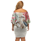 Australia Kookaburra Christmas Off Shoulder Short Dress Bottlebrush Eucalyptus Blossoms Watercolor - Aussie Hoodie