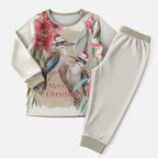 Australia Kookaburra Christmas Pajama Set Bottlebrush Eucalyptus Blossoms Watercolor - Aussie Hoodie
