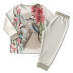 Australia Kookaburra Christmas Pajama Set Bottlebrush Eucalyptus Blossoms Watercolor - Aussie Hoodie
