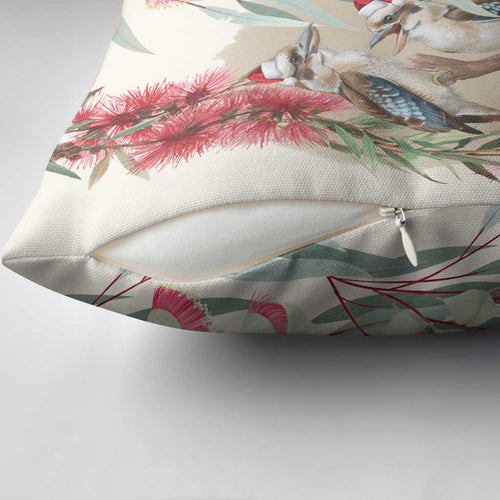 Australia Kookaburra Christmas Pillow Cover Bottlebrush Eucalyptus Blossoms Watercolor - Aussie Hoodie