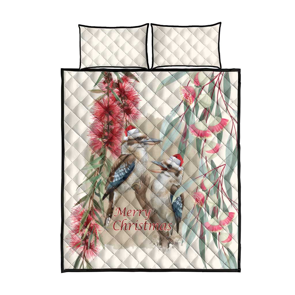Australia Kookaburra Christmas Quilt Bed Set Bottlebrush Eucalyptus Blossoms Watercolor - Aussie Hoodie