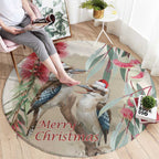 Australia Kookaburra Christmas Round Carpet Bottlebrush Eucalyptus Blossoms Watercolor - Aussie Hoodie