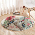 Australia Kookaburra Christmas Round Carpet Bottlebrush Eucalyptus Blossoms Watercolor - Aussie Hoodie