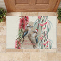 Australia Kookaburra Christmas Rubber Doormat Bottlebrush Eucalyptus Blossoms Watercolor - Aussie Hoodie