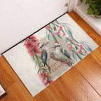 Australia Kookaburra Christmas Rubber Doormat Bottlebrush Eucalyptus Blossoms Watercolor - Aussie Hoodie