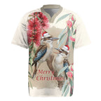 Australia Kookaburra Christmas Rugby Jersey Bottlebrush Eucalyptus Blossoms Watercolor - Aussie Hoodie
