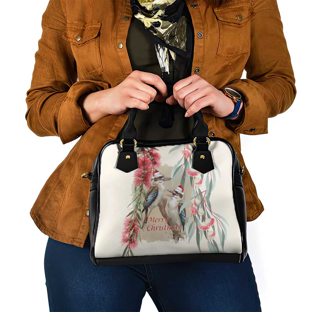 Australia Kookaburra Christmas Shoulder Handbag Bottlebrush Eucalyptus Blossoms Watercolor - Aussie Hoodie