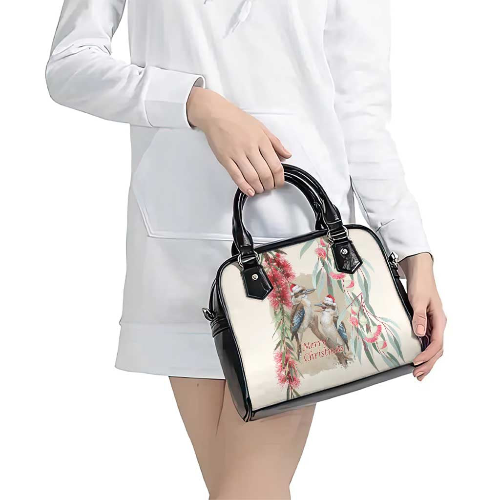 Australia Kookaburra Christmas Shoulder Handbag Bottlebrush Eucalyptus Blossoms Watercolor - Aussie Hoodie