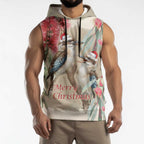 Australia Kookaburra Christmas Sleeveless Hoodie Bottlebrush Eucalyptus Blossoms Watercolor - Aussie Hoodie