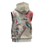 Australia Kookaburra Christmas Sleeveless Zip Hoodie Bottlebrush Eucalyptus Blossoms Watercolor LT14