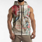 Australia Kookaburra Christmas Sleeveless Zip Hoodie Bottlebrush Eucalyptus Blossoms Watercolor LT14