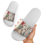 Australia Kookaburra Christmas Slide Sandals Bottlebrush Eucalyptus Blossoms Watercolor - Aussie Hoodie