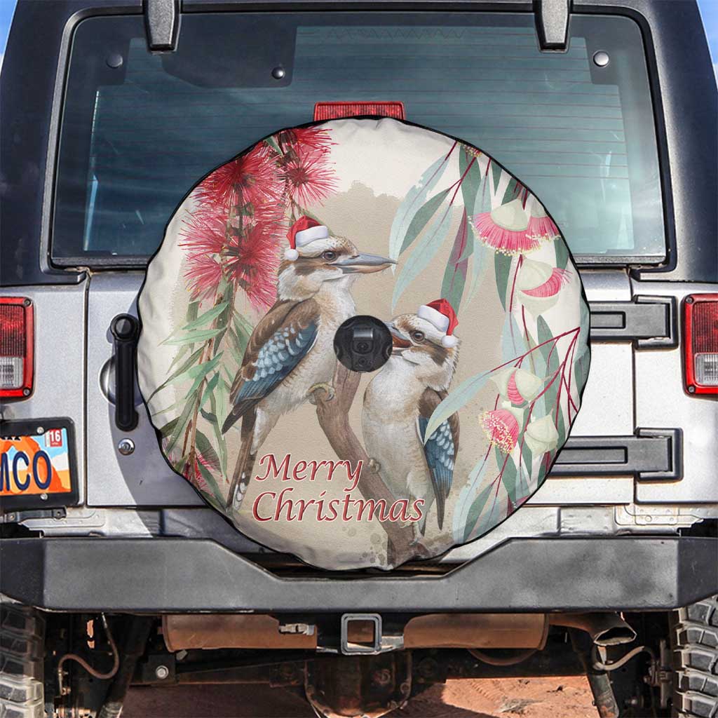 Australia Kookaburra Christmas Spare Tire Cover Bottlebrush Eucalyptus Blossoms Watercolor - Aussie Hoodie