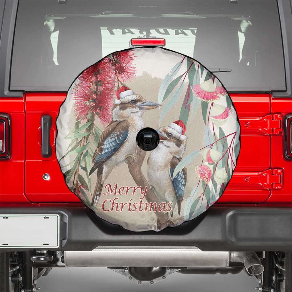 Australia Kookaburra Christmas Spare Tire Cover Bottlebrush Eucalyptus Blossoms Watercolor - Aussie Hoodie