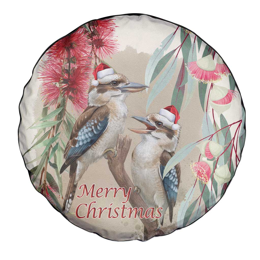 Australia Kookaburra Christmas Spare Tire Cover Bottlebrush Eucalyptus Blossoms Watercolor - Aussie Hoodie