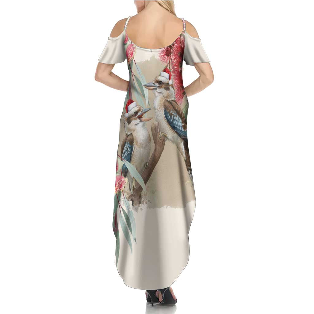 Australia Kookaburra Christmas Summer Maxi Dress Bottlebrush Eucalyptus Blossoms Watercolor - Aussie Hoodie