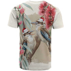 Australia Kookaburra Christmas T Shirt Bottlebrush Eucalyptus Blossoms Watercolor - Aussie Hoodie