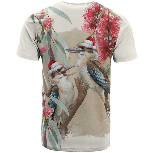 Australia Kookaburra Christmas T Shirt Bottlebrush Eucalyptus Blossoms Watercolor - Aussie Hoodie