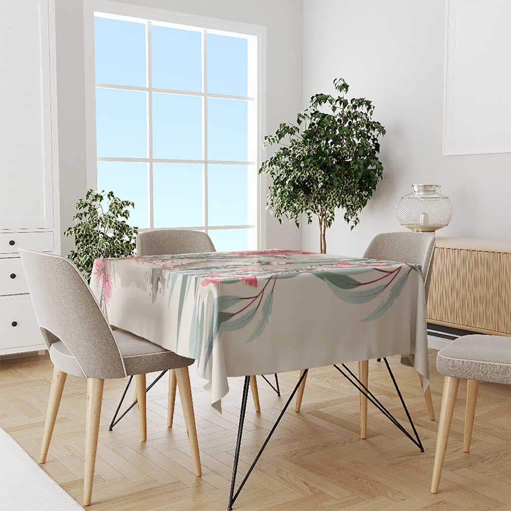 Australia Kookaburra Christmas Tablecloth Bottlebrush Eucalyptus Blossoms Watercolor - Aussie Hoodie